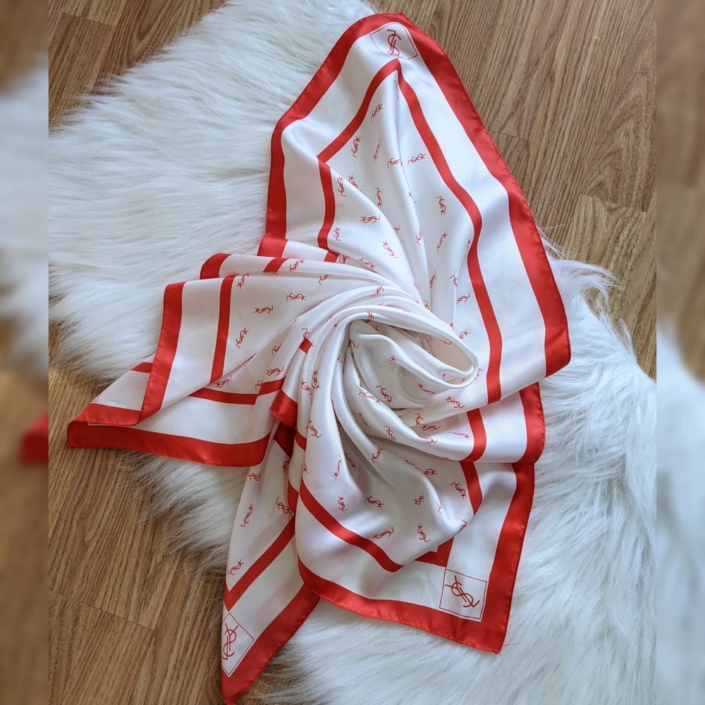 Red & White Silk Scarf